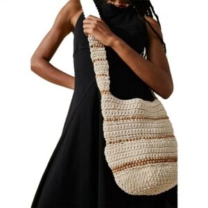 Free People Bag Meet Me In Mallorca Crossbody Cocheted Bag Cotton Macrame Wood